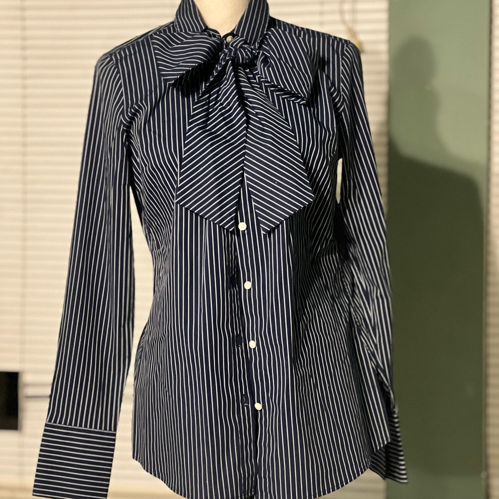 Banana Republic Navy Striped Button Down Shirt